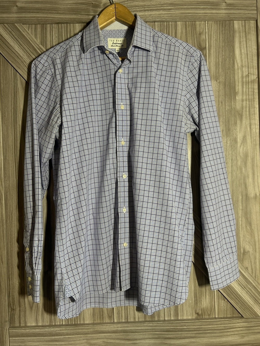 Ted Baker Endurance Classic Fit Checked Dress Shirt Blue White 15.5 M